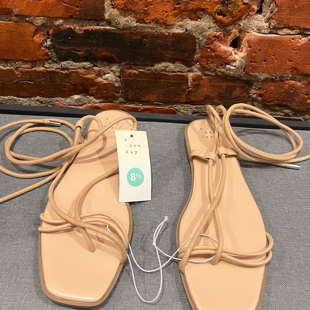 A New Day Tan Minimalist Strappy Sandals